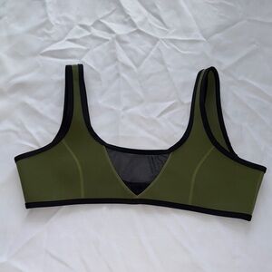 HOAKA OLIVE GREEN BIKINI TOP WITH MESH DETAILS